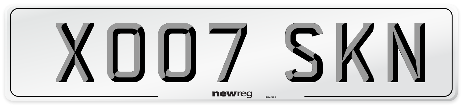 XO07 SKN Number Plate from New Reg
